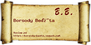 Borsody Beáta névjegykártya