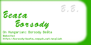 beata borsody business card